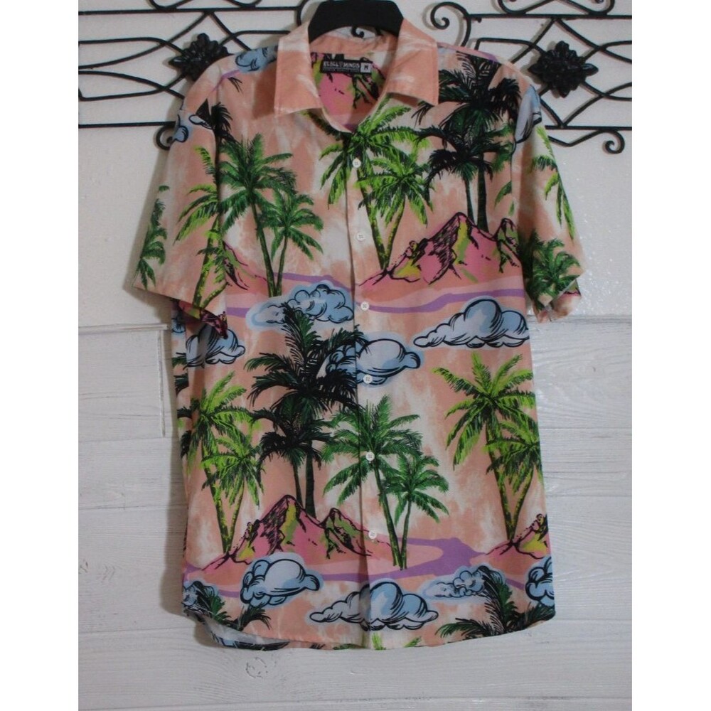 Rebel Minds Men’s Button Shirt Size M Multicolor Graphic Short Sleeve